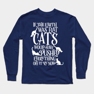 Flat Earth Cat Theory graphic funny earth day t-shirt Long Sleeve T-Shirt